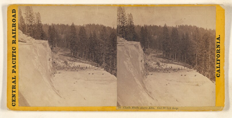 Chalk Bluffs above Alta. Cut 60 feet deep.