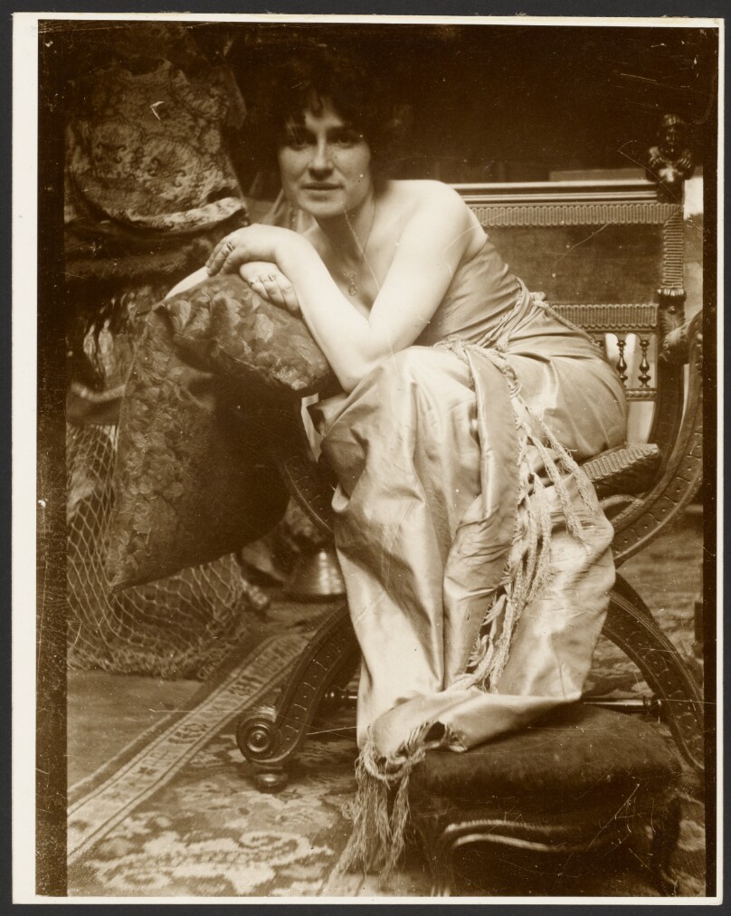 [Female Model Posing for the Decorative Panel, "Emerald," Used in the early 1930s for Several Other Drawings and Paintings, Paris]