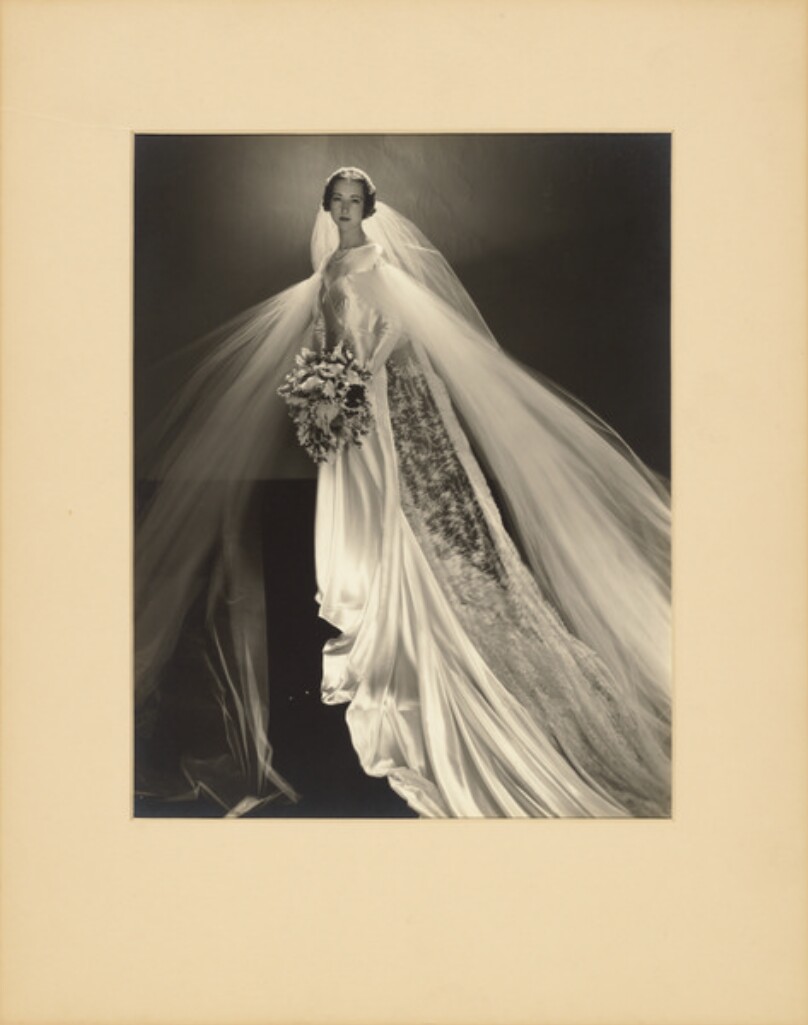 [Mrs. Arthur Gordon Bowman, formerly Miss Electra Waggoner, in Wedding Gown by Hattie Carnegie for "Vogue"]