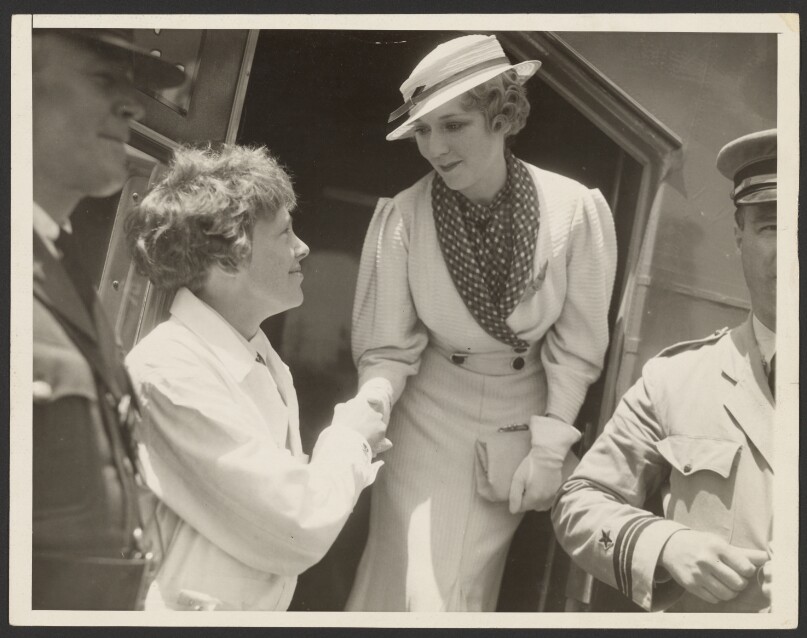 [Mary Pickford and Amelia Earhart at National Air Races]