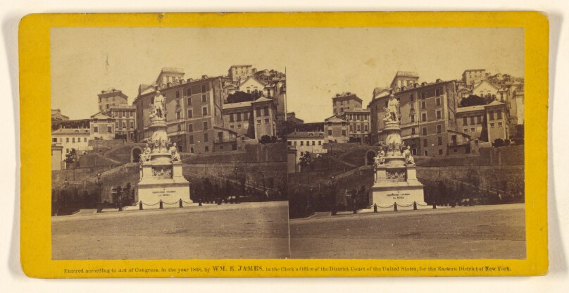 Columbus's Monument Erected in honor of the great discoverer, by his countrymen, on a public square in Genoa.
