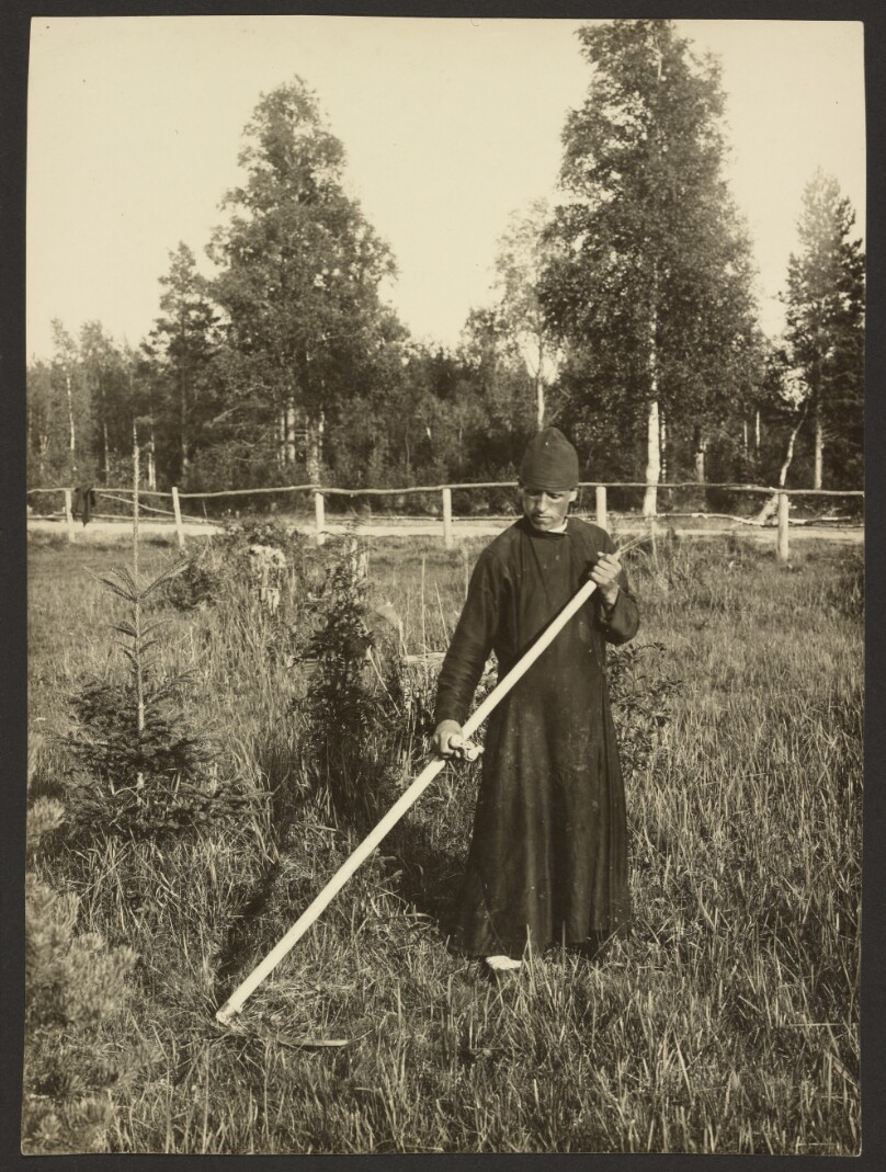 A Monk mowing fields, Makarevsky Retreat