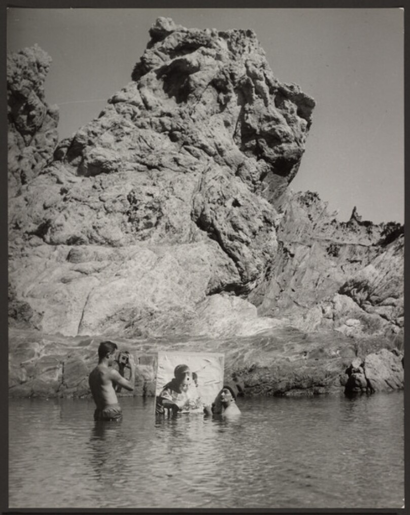 [R. Descharnes photographing Dali with Vermeer, Port Lligat]