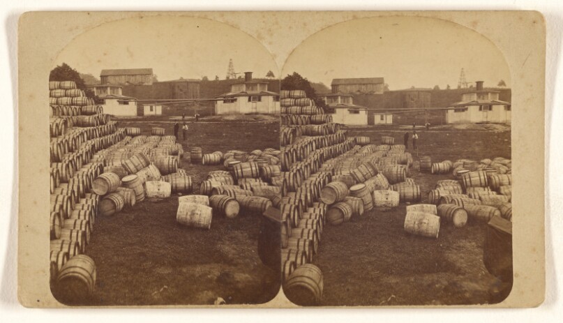 Refining Oil. The Bleaching Tanks. [Oil City, Pa.]