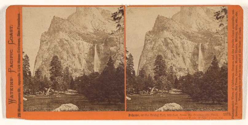 Pohono, or the Bridal Veil, 900 feet, from the Coulterville Trail, Yosemite Valley, Mariposa Country, Cal.
