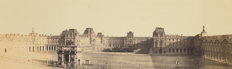 [Panoramic View of the Nouveau Louvre, Cour Napoléon, and Carrousel, Taken from the Tuileries]