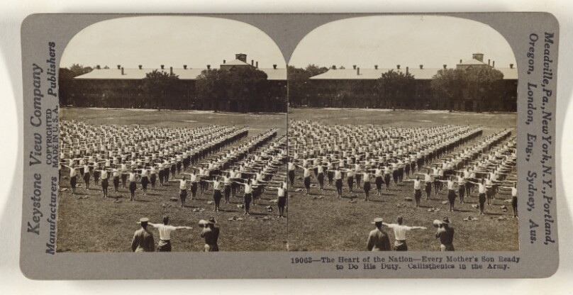 The Heart of the Nation - Every Mother's Son Ready to Do His Duty. Callisthenics in the Army.