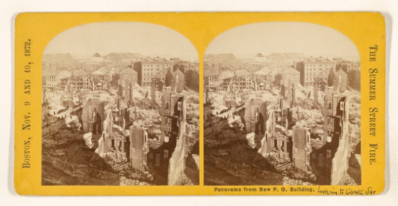 Panorama from New P.O. Building [looking to Liberty Square. Boston, Nov. 9 and 10, 1872. The Summer Street Fire.]