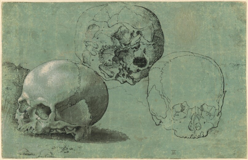 Study of Three Skulls (recto); Architectural Study (verso)