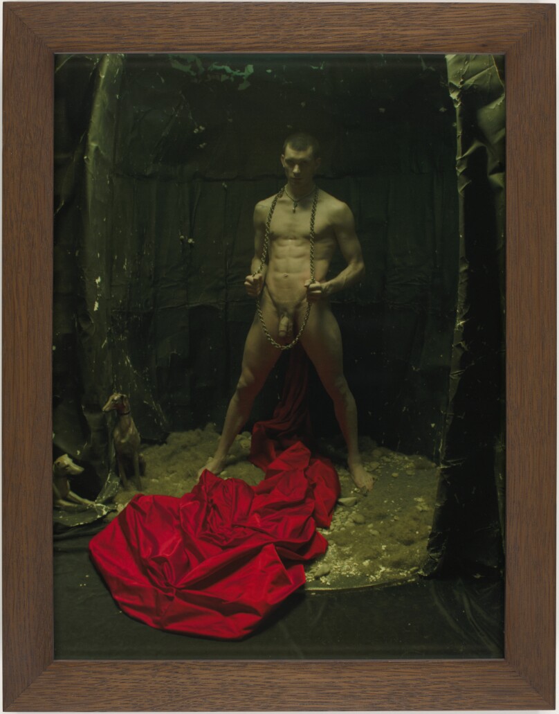 Lewis Walker Standing on Blood Red Satin, London