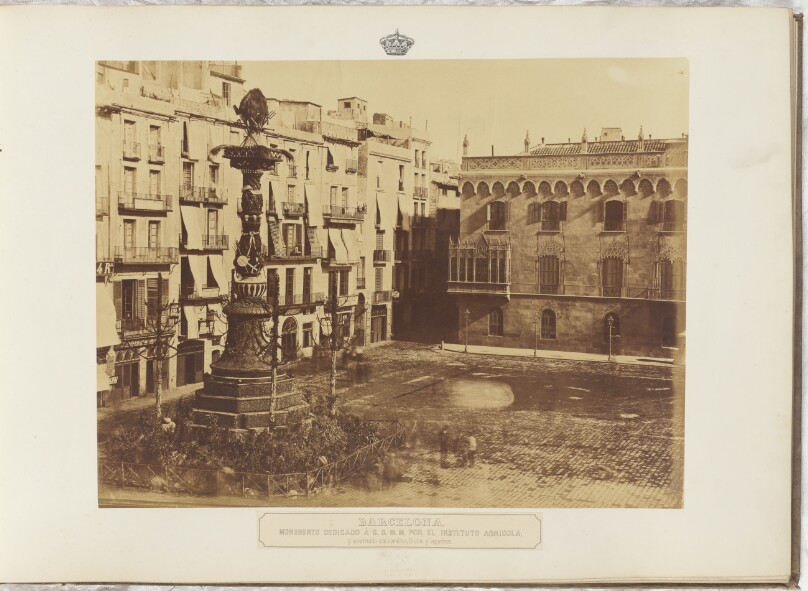 Barcelona. Monumento dedicado á sus Majestades por el Instituto Agricola, y construido con semillas, frutos y legumbres