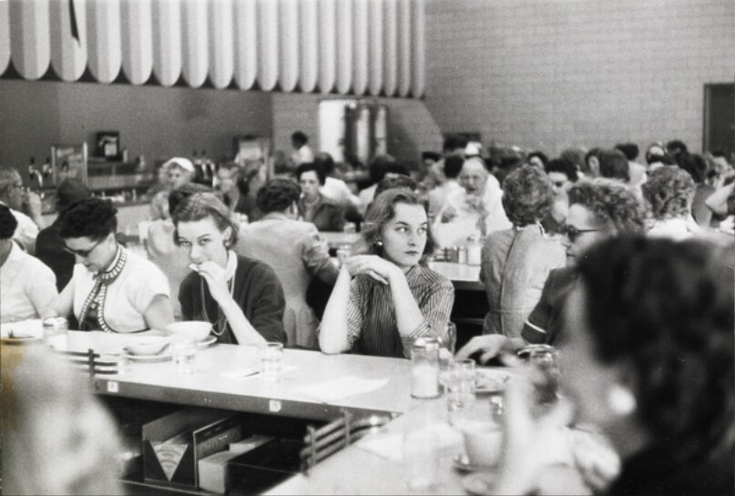 Cafeteria for personnel in a Houston oil plant.