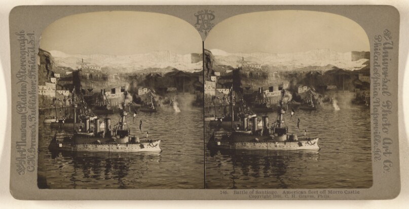 Battle of Santiago. American fleet off Morro Castle.
