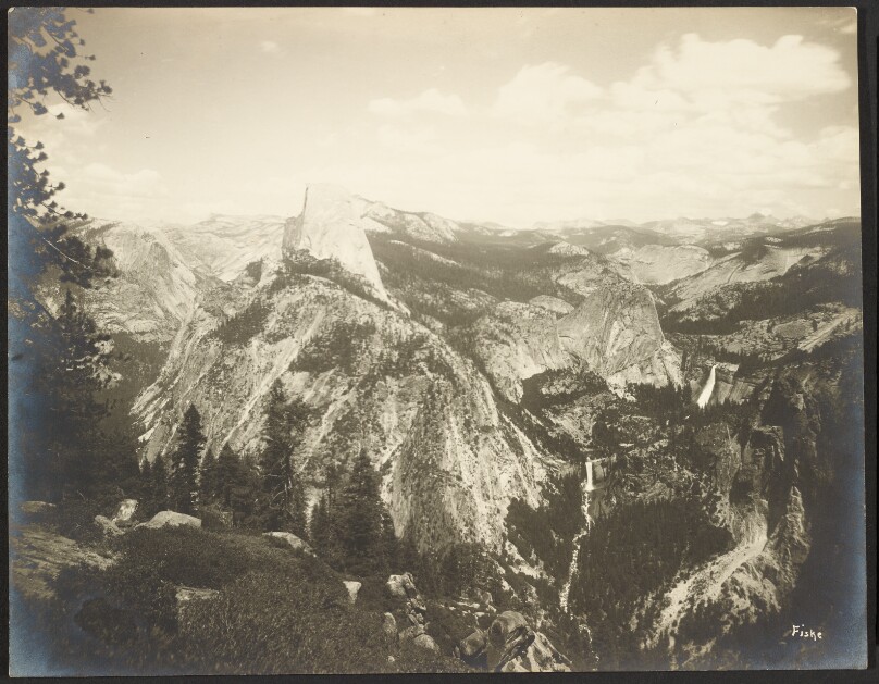 Back of Half Dome - Vernal and Nevada Falls From Near Glacier Point - Yosemite