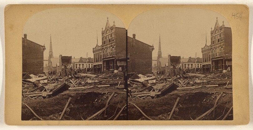 The Great Johnstown Flood, May 31, 1889. Around the corners of Main and Franklin streets was probably..busiest part of...city...