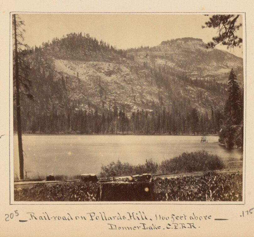 Railroad on Pollards Hill, 1100 feet above Donner Lake. C.P.R.R.