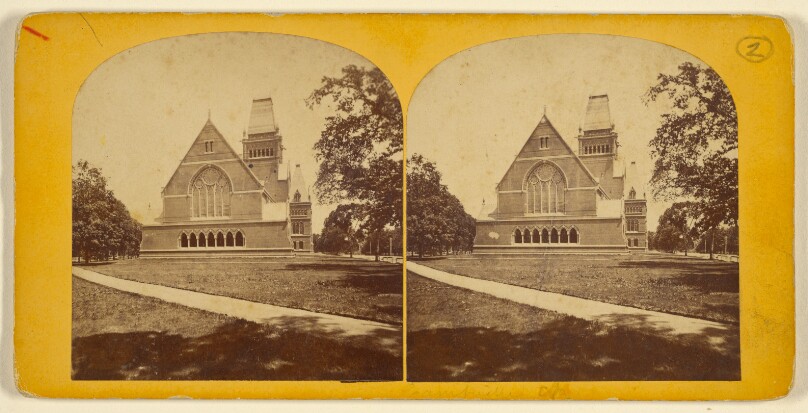 [Exterior view of a church at Cambridge, Mass.]