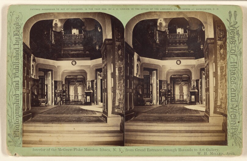 Interior of the McGraw-Fiske Mansion Ithaca, N.Y., from Grand Entrance through Rotunda to Art Gallery. W.H. Miller, Arch.