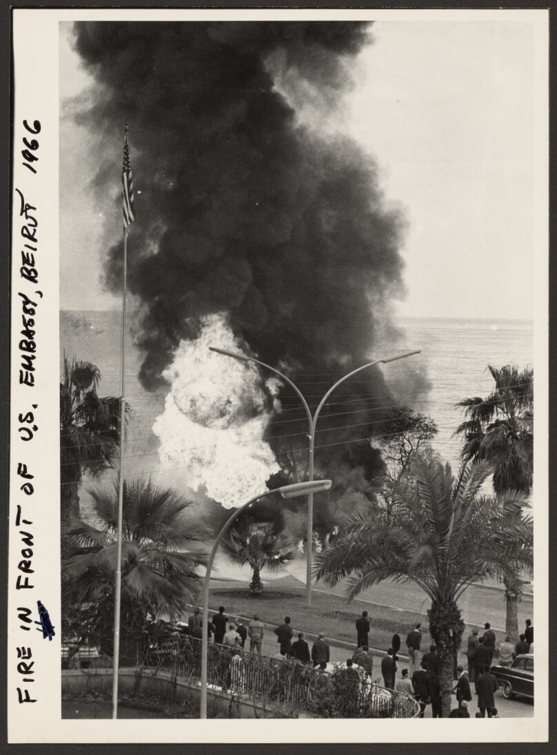 Fire in Front of the United States Embassy, Beirut, Lebanon