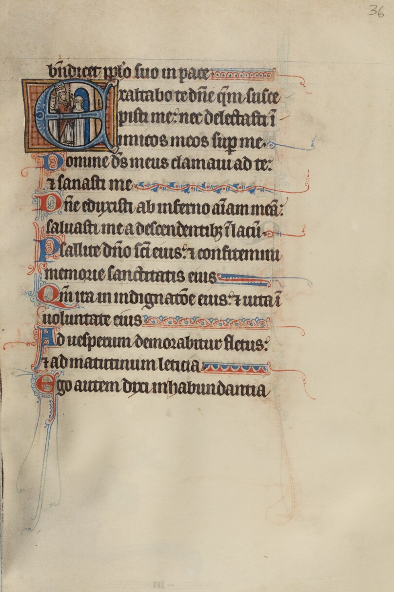 Initial E: A Bishop Blessing a Church