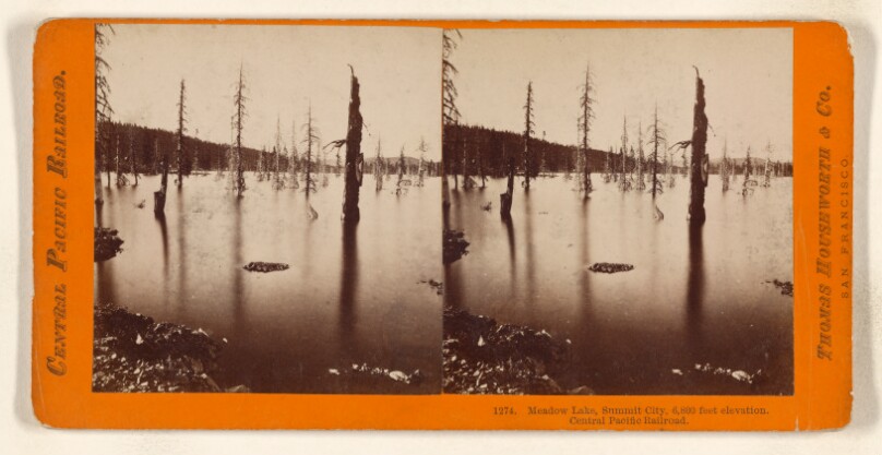 Meadow Lake, Summit City, 6,800 feet elevation. Central Pacific Railroad.