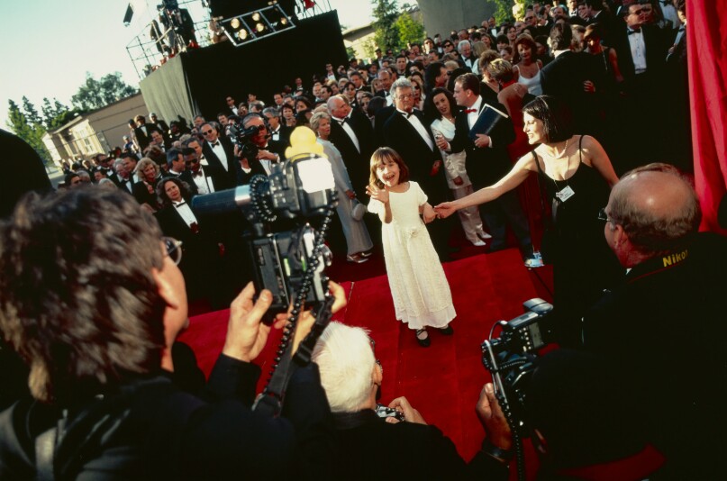 Mara Wilson, 7, the Star of Miracle on 34th Street, at the Academy Awards, Shrine Auditorium, Los Angeles