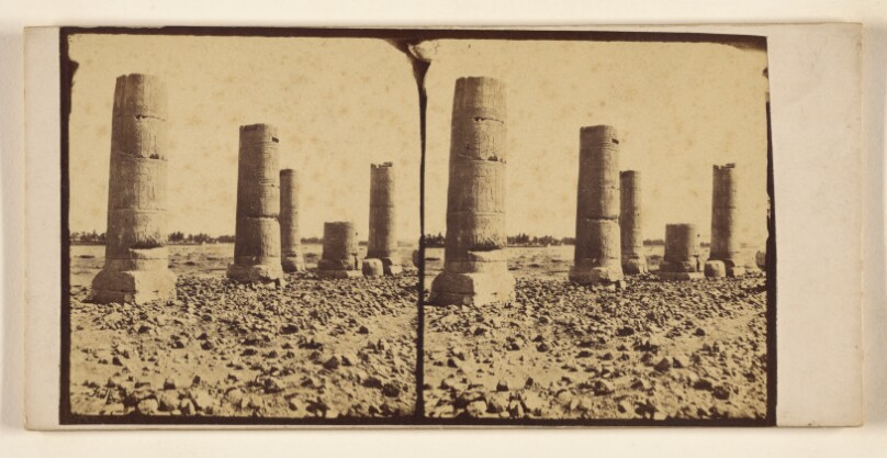 [Barren columns in desert, possibly at Thebes]