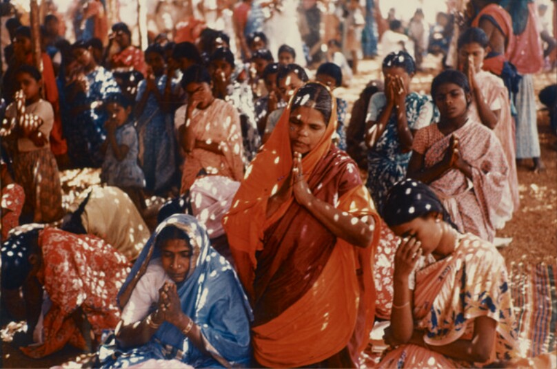 Indian Woman Offering a Thanksgiving Prayer at Harvest Festival at Sachiapuram