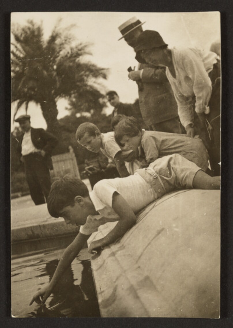 [Children at a Paris Park Pond]