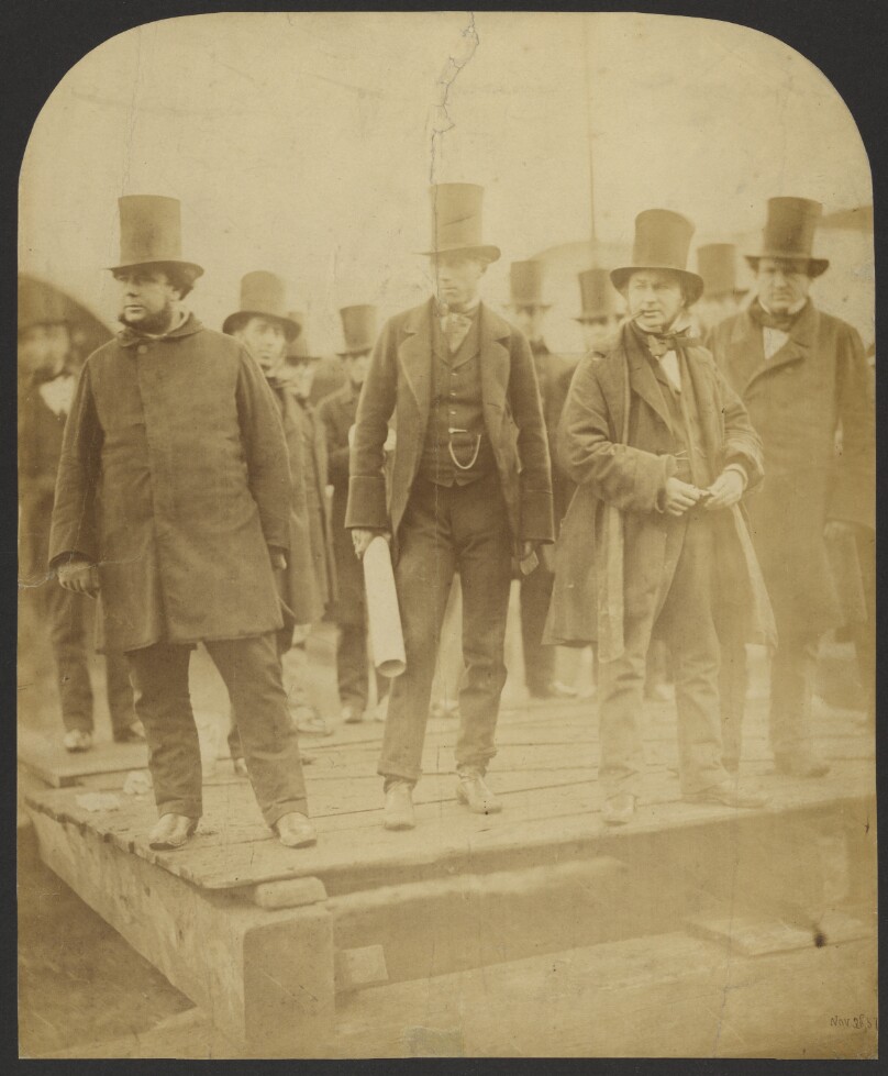 [Group portrait: J. Scott Russell, Henry Wakefield, Isambard Kingdom Brunel, Lord Derby]