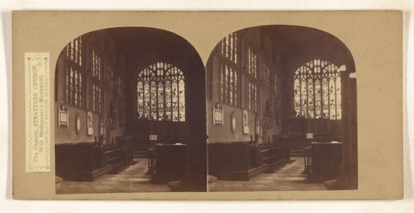 The Chancel, Stratford Church, With Shakspeare's Monument.