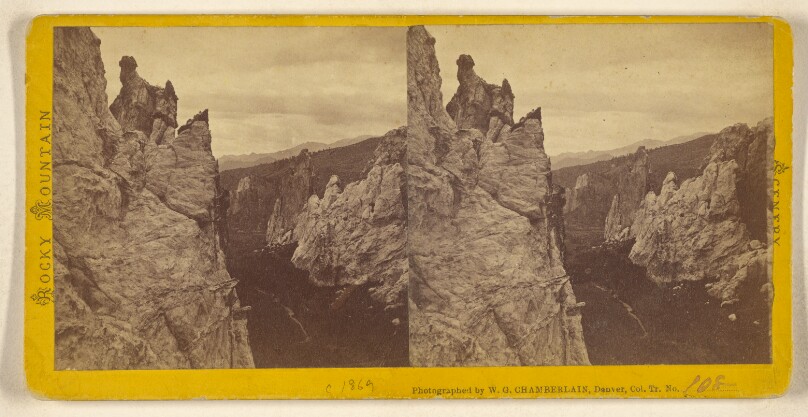 'Gardens of the Gods' A locality replete with natural curiosities, at the foot of the Mountains, 70 miles south of Denver.