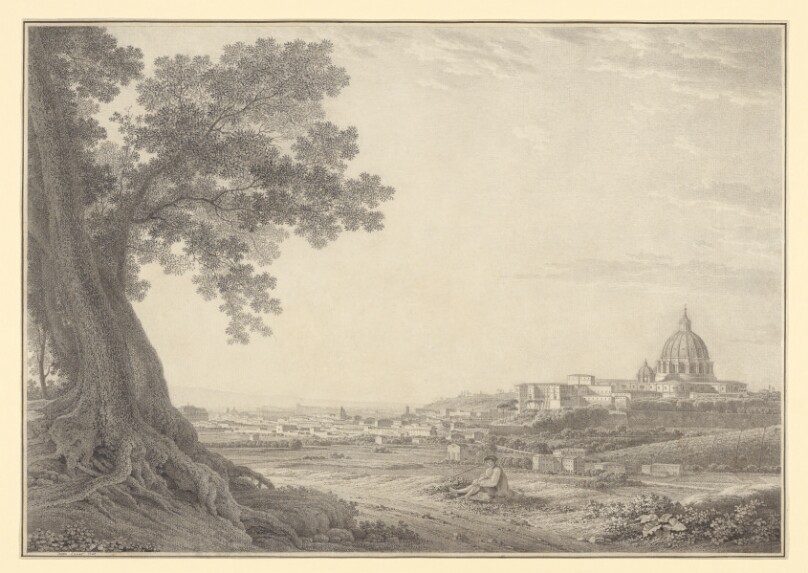 An extensive view of Rome from the Orti della Pineta Sacchetti