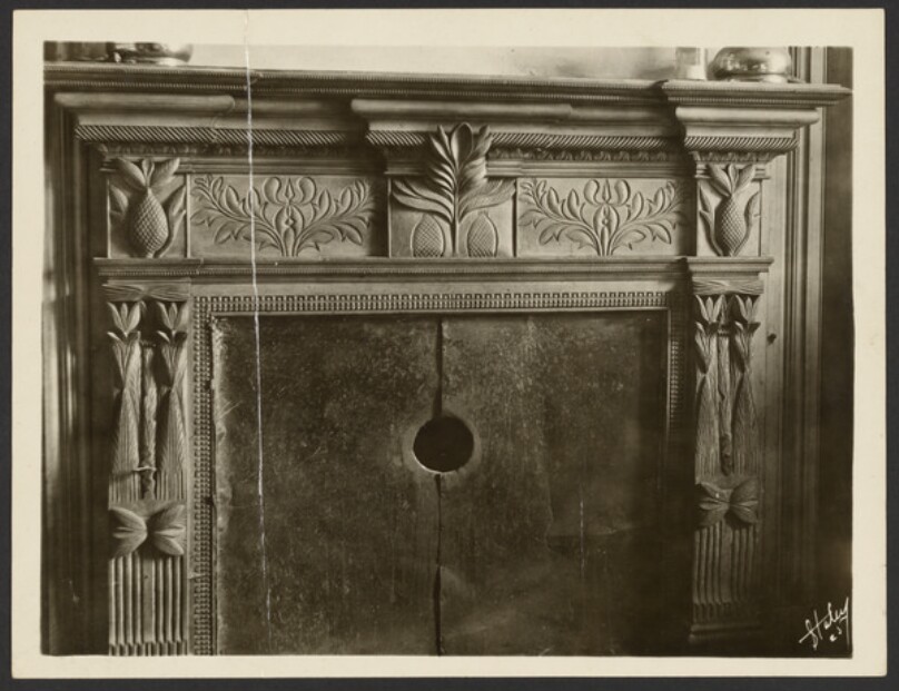 [Detail of fireplace mantel]