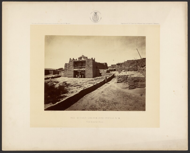Old Mission Church, Zuni Pueblo, New Mexico. View from the Plaza.