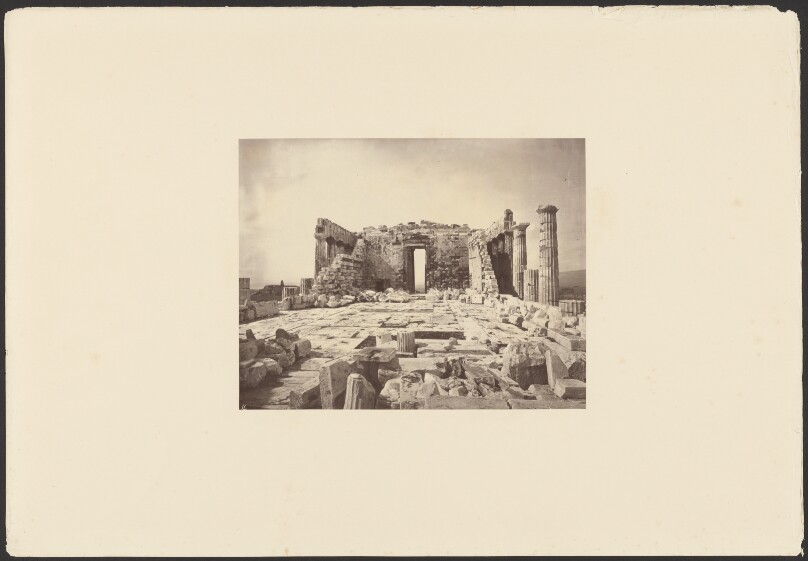 Interior of the Parthenon, from the eastern end - at the left, in the distance, is seen the island of Aegina.