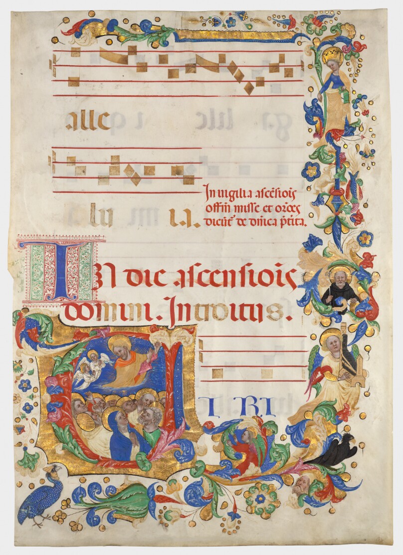 Initial V: The Ascension of Christ, leaf from a gradual