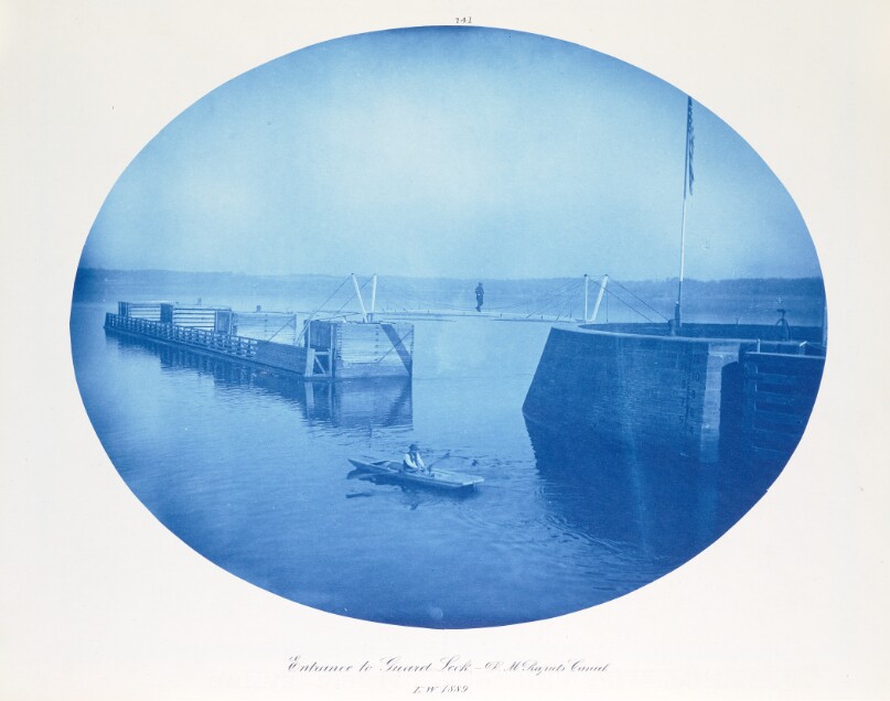 Entrance to Guard Lock, - D.M. Rapids Canal, L[ow] W[ater]