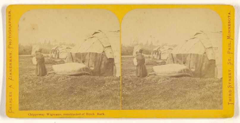 Chippeway Wigwams, constructed of Birch Bark.