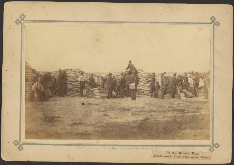 Battery Hays, seven 30-pounder Parrot Rifles, against Wagner