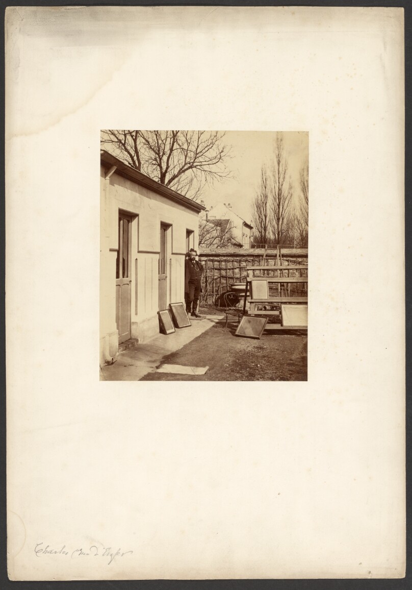 Charles Delahaye in the Courtyard of Marville's Studio, rue d'Enfer