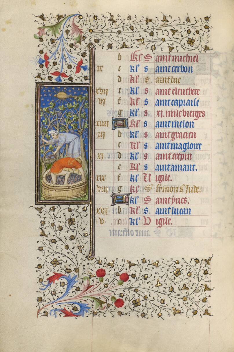 A Man Harvesting Grapes and Another Man Pressing Grapes