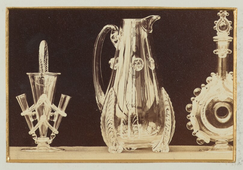 [Ornate vase, decanter and pitcher]