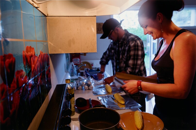 Tommy and Sarah in the Kitchen