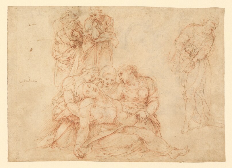 The Swooning Virgin Supported by Three Holy Women and Three Studies of Men (recto); Saint George and the Dragon (verso)