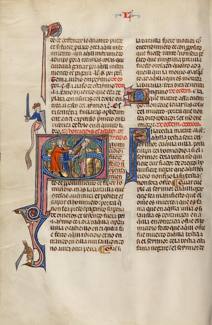 Initial S: Two Men Fighting with Swords