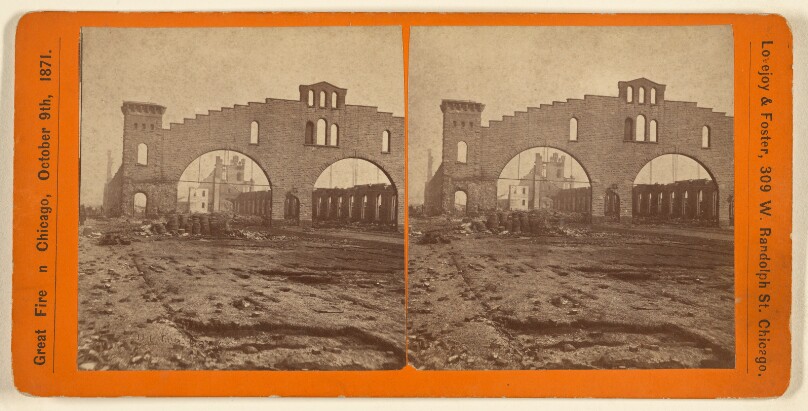 Great Fire in Chicago, October 9th, 1871. [Unidentified double archway facade]