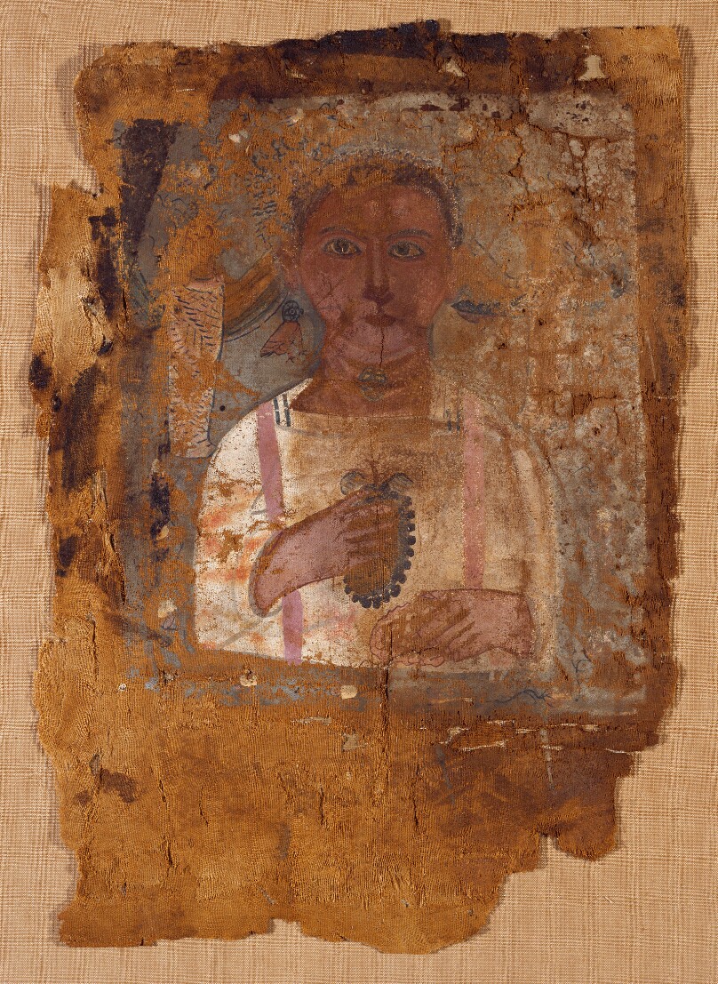 Mummy Shroud with Painted Portrait of a Youth