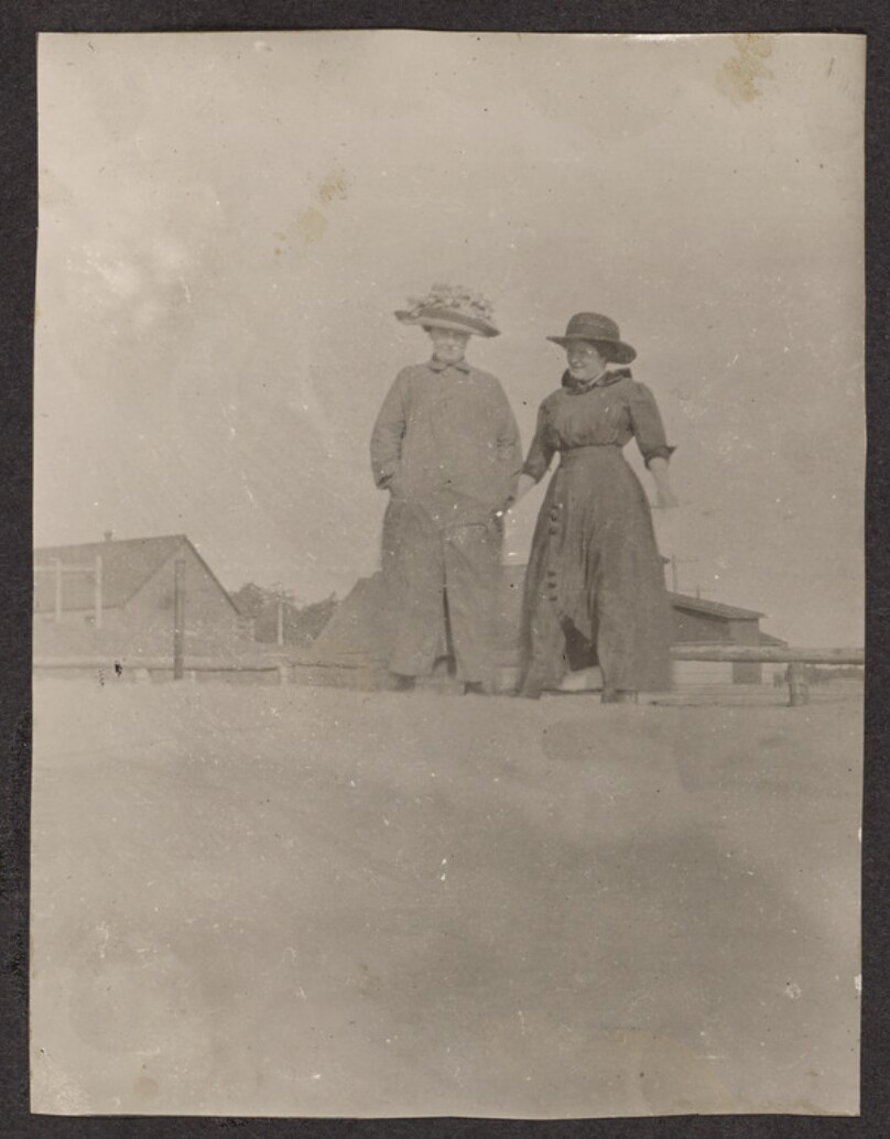 [Two women pose for the camera]
