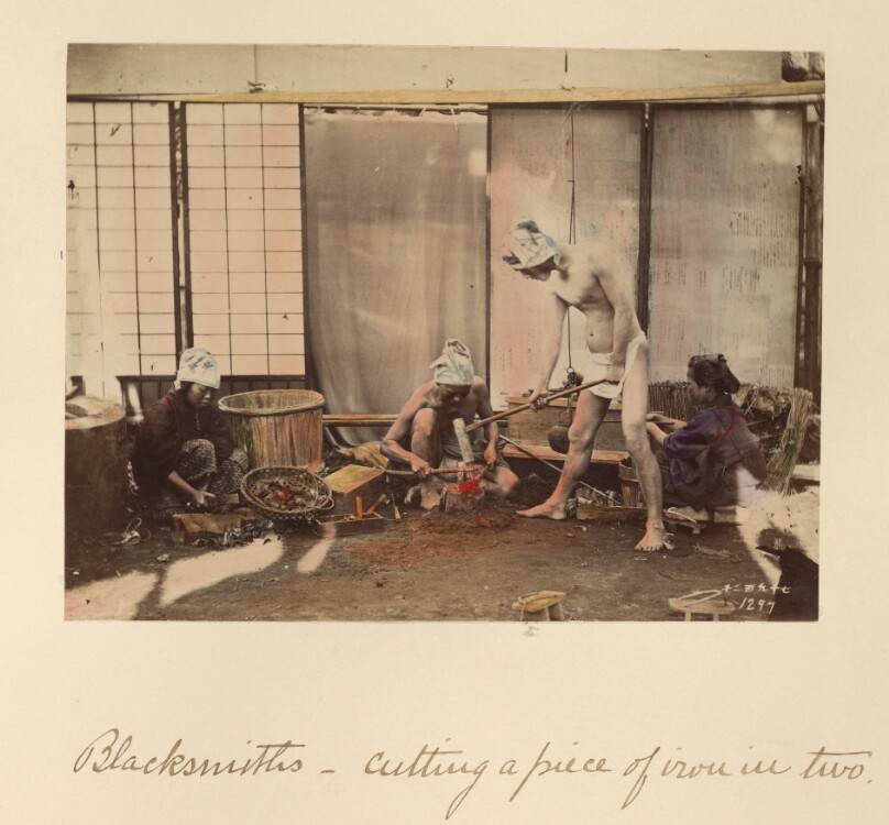 Blacksmiths - Cutting a Piece of Iron in Two